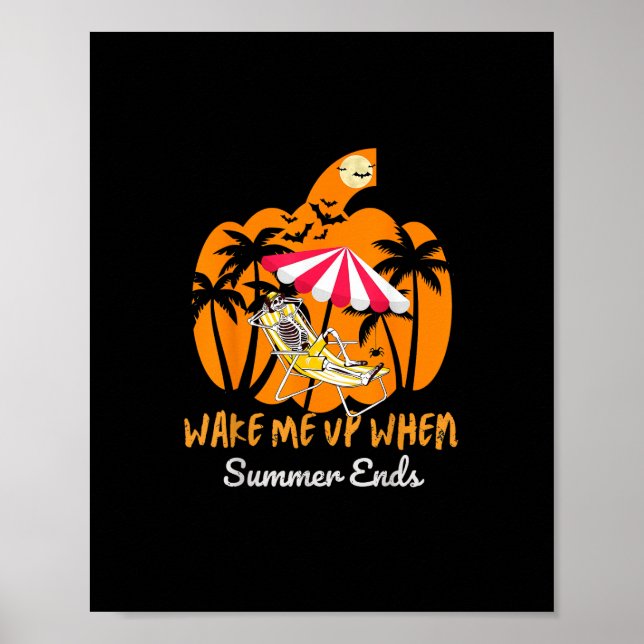 Affiche Summerween Citrouille de plage Skeleton drôle Hall (Devant)