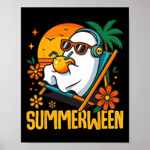 Affiche Summerween Drôle Fantôme Halloween Summer Beach Vi