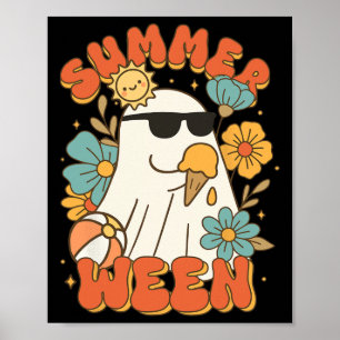 Affiche Summerween Ghost Crème de glace mignonne drôle Hal