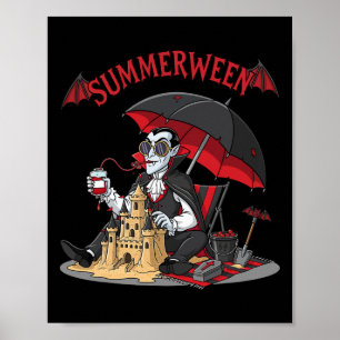 Affiche Summerween Plage Vampire Dracula Sandcastle Gothiq