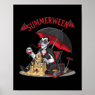 Affiche Summerween Plage Vampire Dracula Sandcastle Gothiq