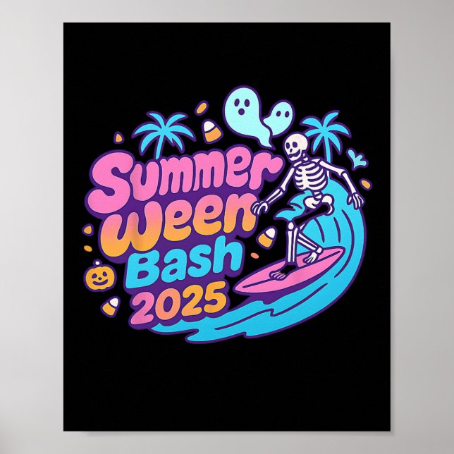 Affiche Summerween Sh 2025 Skeleton Beach Party Halloween (Devant)