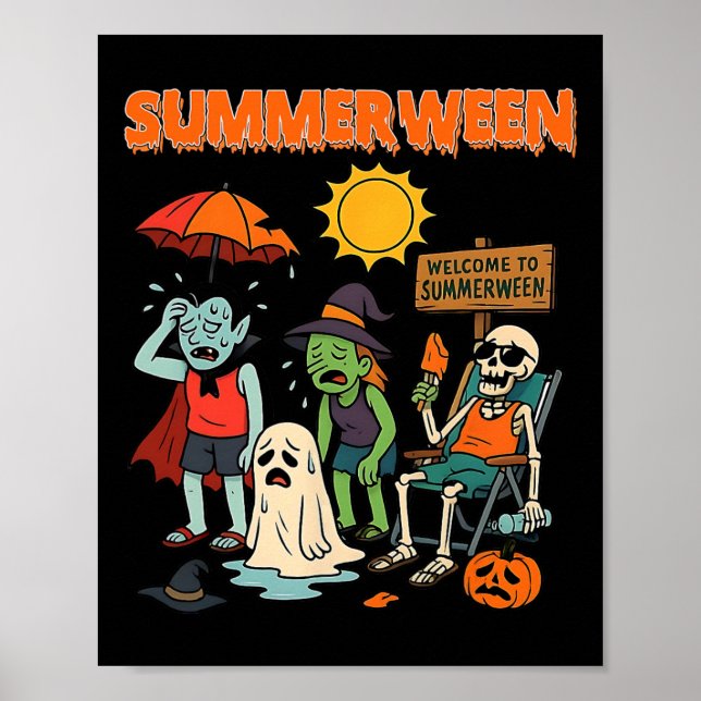 Affiche Summerween Skeleton Beach Party Halloween Vibes 1 (Devant)