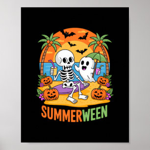 Affiche Summerween Skeleton Ghost Beach Halloween Fu