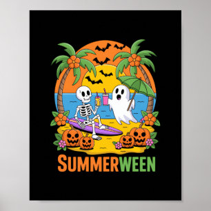 Affiche Summerween Skeleton Ghost Beach Halloween Fu