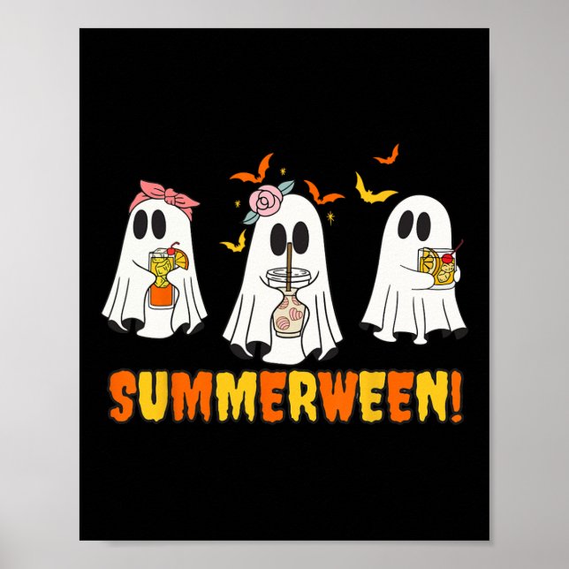 Affiche Summerween Skeleton Ghost Beach Party Halloween Vi (Devant)