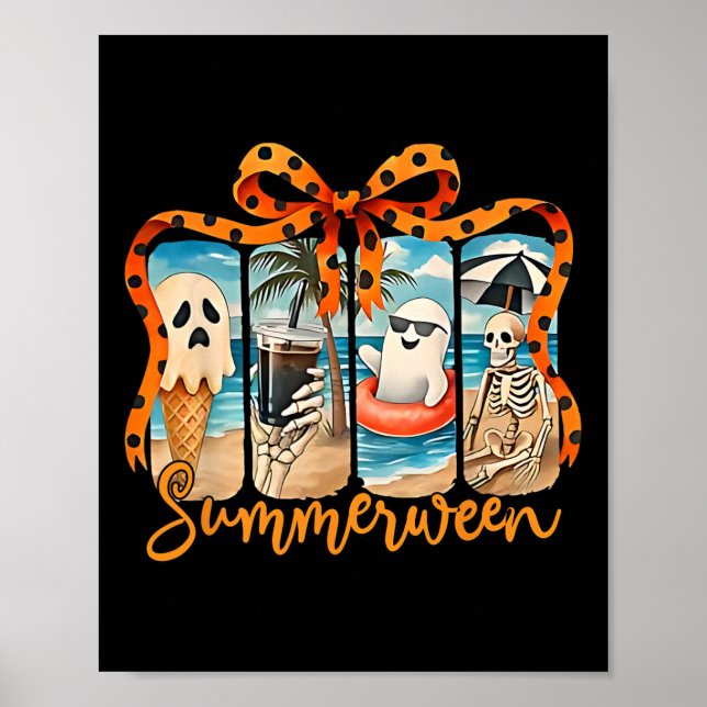 Affiche Summerween Skeleton Ghost Beach Party Halloween Vi (Devant)