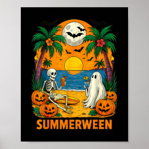Affiche Summerween Skeleton Ghost Beach Party Halloween Vi
