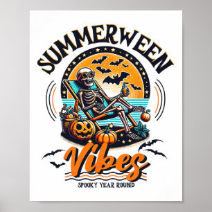Affiche Summerween Squelette Éffrayante année ronde Hallo