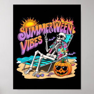 Affiche Summerween Vibes Skeleton Citrouille Vacances Éffr