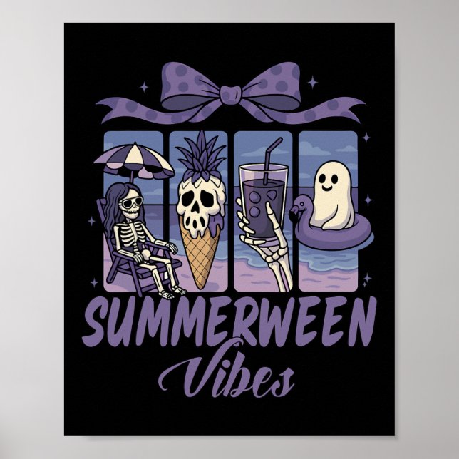 Affiche Summerween Vibes Skeleton Ghost Beach Party Hallow (Devant)