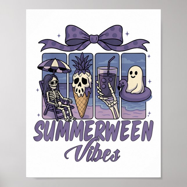 Affiche Summerween Vibes Skeleton Ghost Beach Party Hallow (Devant)
