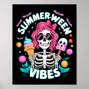 Affiche Summerween Vibes Skeleton Vacances Éffrayantes Hal