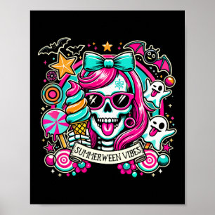 Affiche Summerween Vibes Skeleton Vacances Éffrayantes Hal