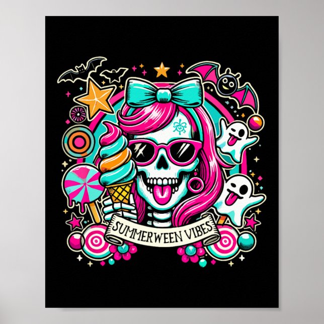 Affiche Summerween Vibes Skeleton Vacances Éffrayantes Hal (Devant)