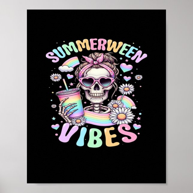 Affiche Summerween Vibes Sweet Skeleton Girl Summer Hallow (Devant)