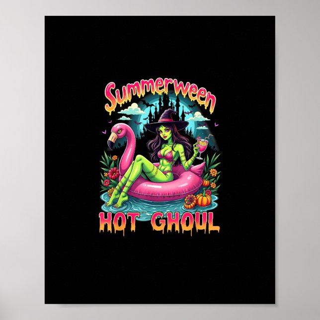 Affiche Summerween Witch Vibes Vacation Halloween Funny Pa (Devant)