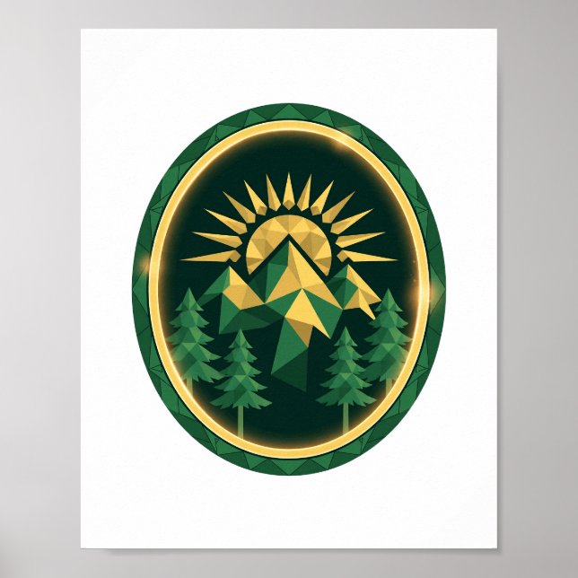 Affiche Summit Crest — Badge de Montagne Géométrique (Devant)