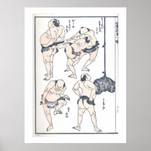 Affiche Sumo wrestlers en préparation