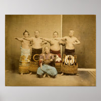 Sumo Wrestlers Japon Antique Photographie 1877