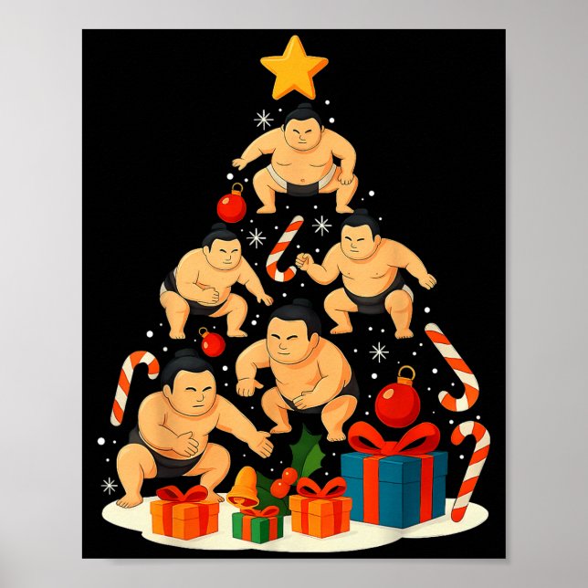 Affiche Sumo Wrestling Japanese Sumo Wrestler Christmas Tr (Devant)