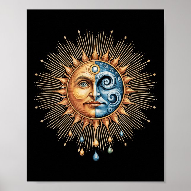 Affiche Sun And Moon Celestial Boho Mystical Hipe 90s  (Devant)