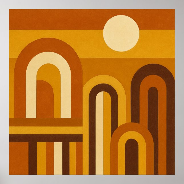 Affiche Sun & Arches Mid Century Modern Geometric Design (Devant)