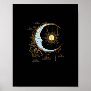 Affiche Sun Moon Vintage 90s Witch Whimsigoth esthétique