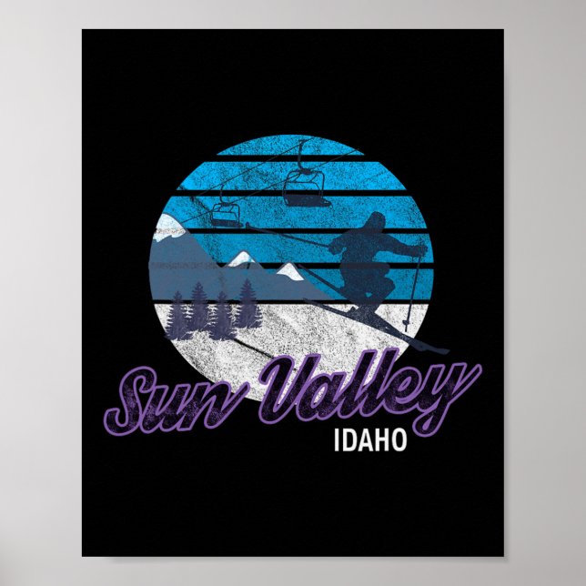 Affiche Sun Valley Idaho Usa Station de ski Snowboard (Devant)