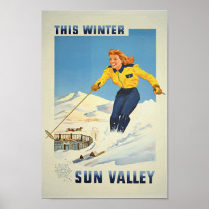 Affiche Sun Valley Idaho USA Vintage voyage de ski