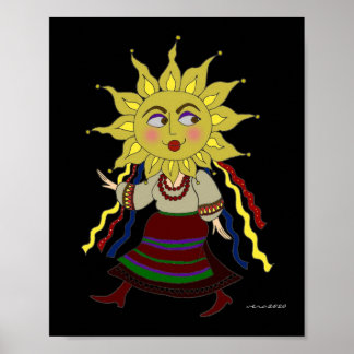 Affiche Sun Woman Ukrainian Folk Art