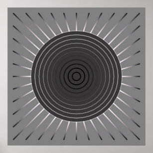 Affiche Sunburst géométrique moderne - Hématite foncé gris