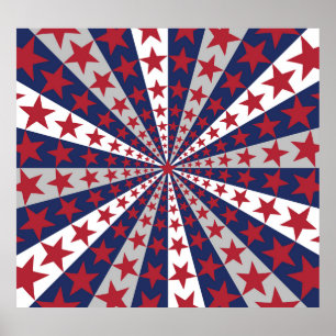 Affiche Sunburst patriotique : Drapeau américain
