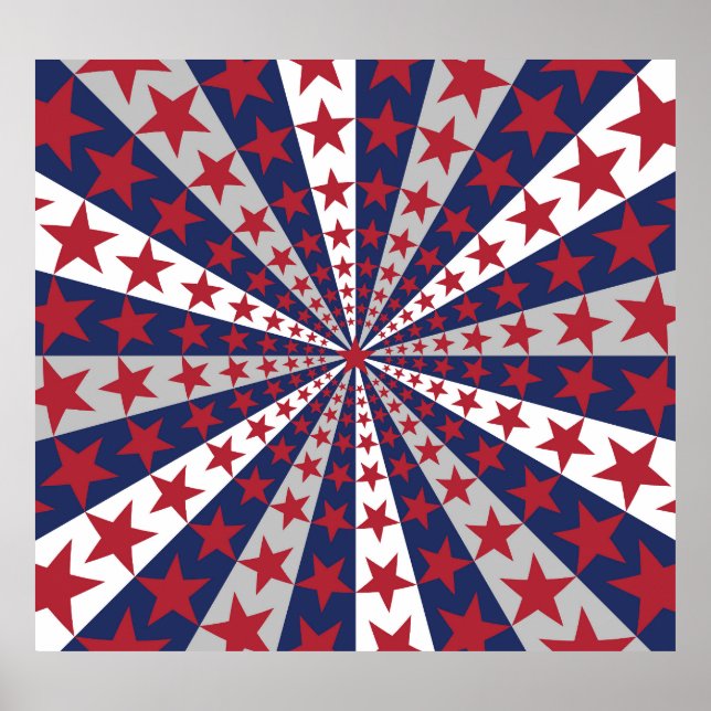 Affiche Sunburst patriotique : Drapeau américain (Devant)