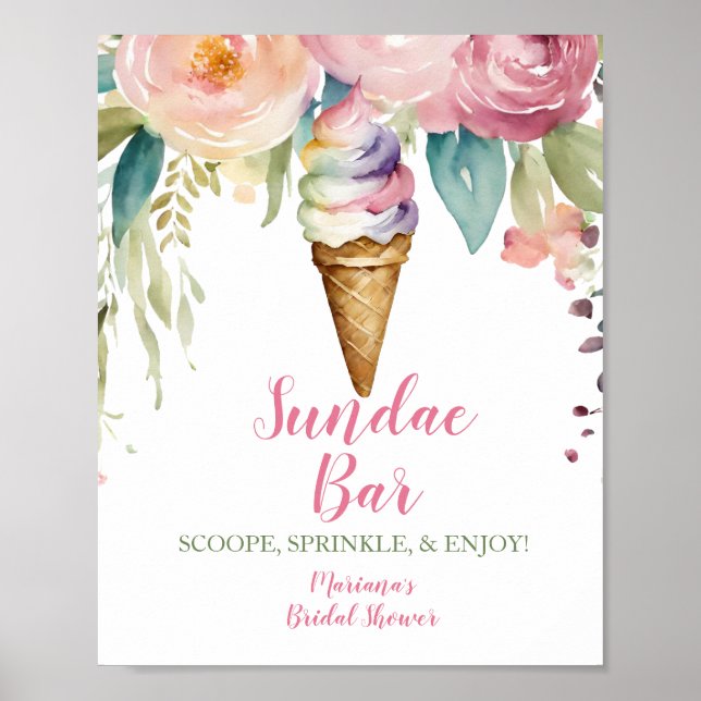 Affiche Sundae Bar Elle a été rachetée Fête des mariées (Devant)
