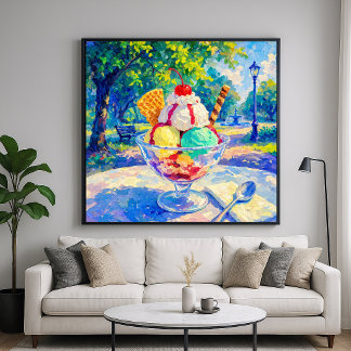 Affiche Sundae dans le parc - Style impressionniste pastel
