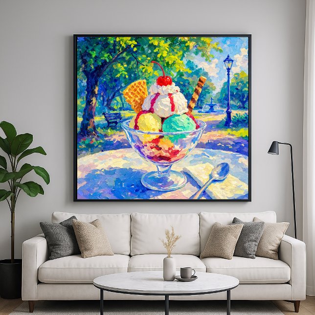Affiche Sundae dans le parc - Style impressionniste pastel (Créateur téléchargé)