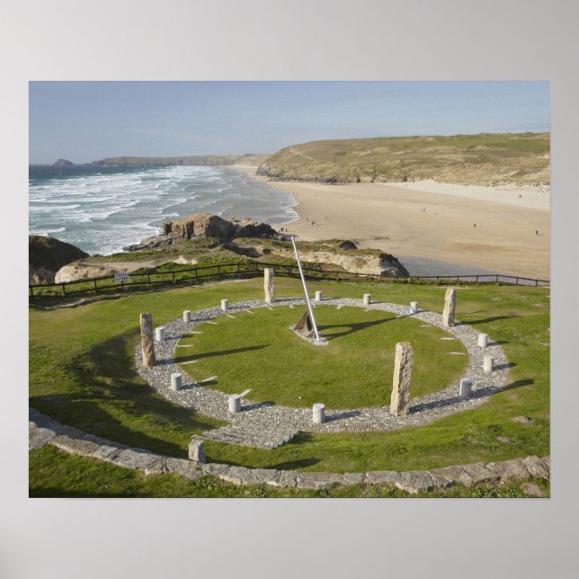 Affiche Sundial et Perran Beach, Perranporth, Cornwall, (Devant)