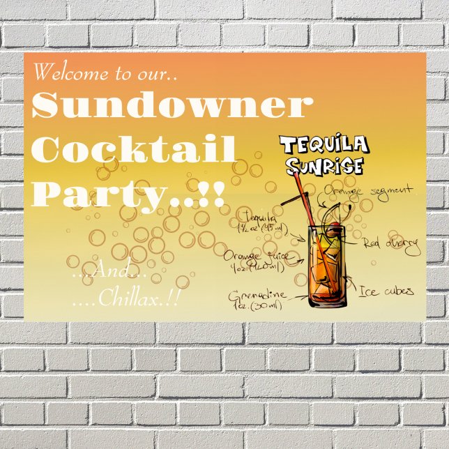 Affiche Sundowner Tequila Cocktail Party (Sundowner Tequila Sunrise Cocktail Party Wall Poster)