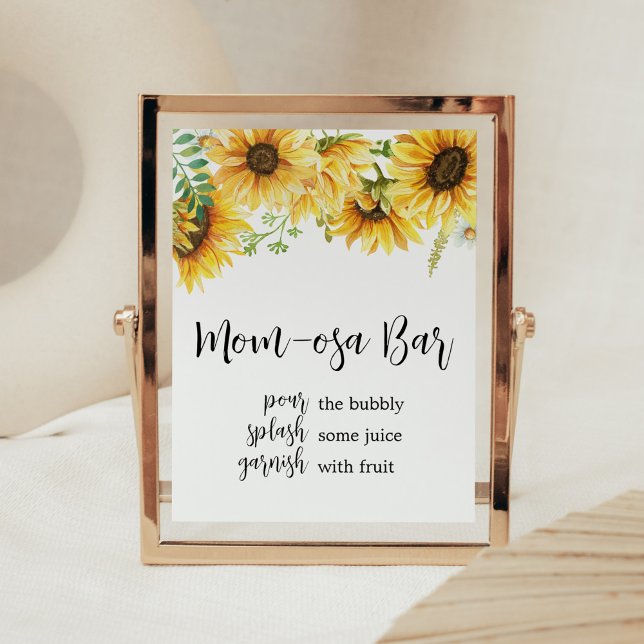 Affiche Sunflower Baby shower Mom Osa Bar (Sunflower Girl Baby Shower Mom Osa Bar Sign)