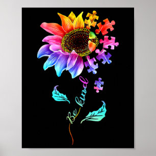 Affiche Sunflower Be Kind Puzzle Piece Sensibilisation sur