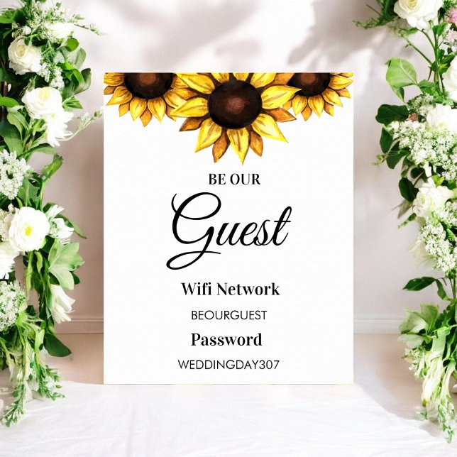 Affiche Sunflower Be Our Guest WiFi Mariage Sign (Créateur téléchargé)