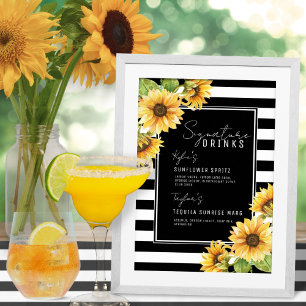 Affiche Sunflower Black Stripe Signature Boissons Mariage