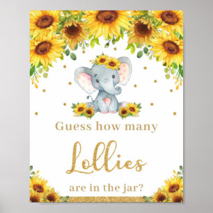 Affiche Sunflower Elephant Devine Combien de Lollies Jeu