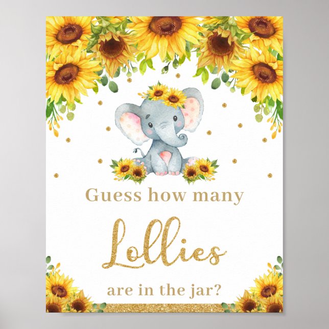Affiche Sunflower Elephant Devine Combien de Lollies Jeu (Devant)