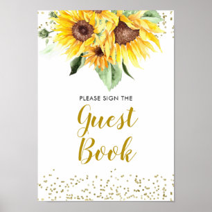 Affiche Sunflower est en route Baby shower Guest Book