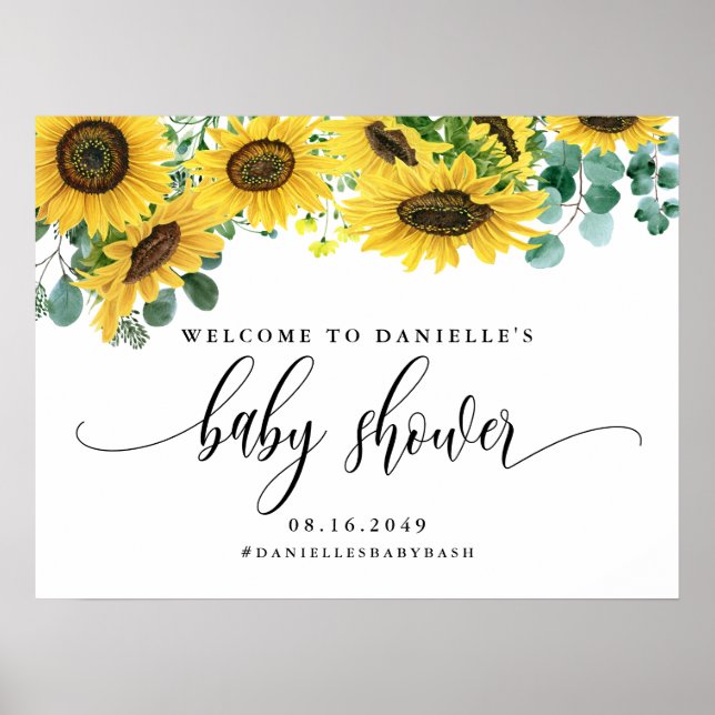 Affiche Sunflower et Baby shower Eucalyptus Bienvenue (Devant)