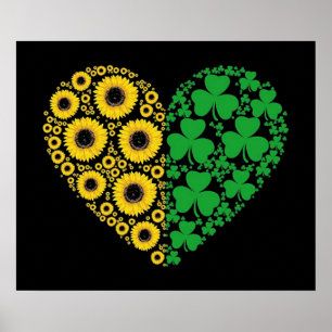 Affiche Sunflower et Irish Shamrock Heart