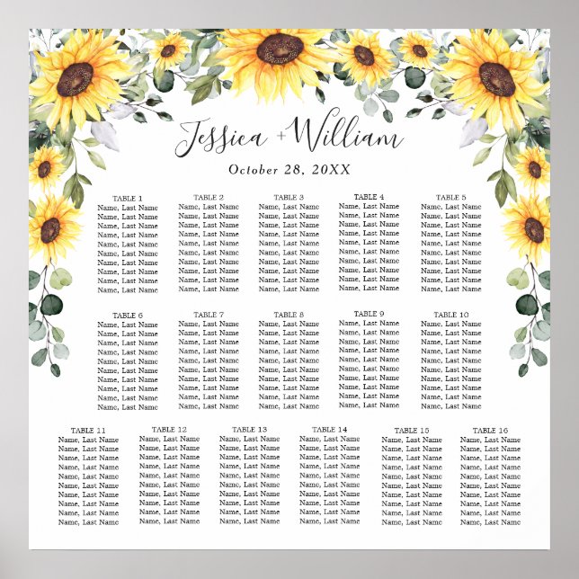 Affiche Sunflower Eucalyptus 16 Tables CADRE (Devant)
