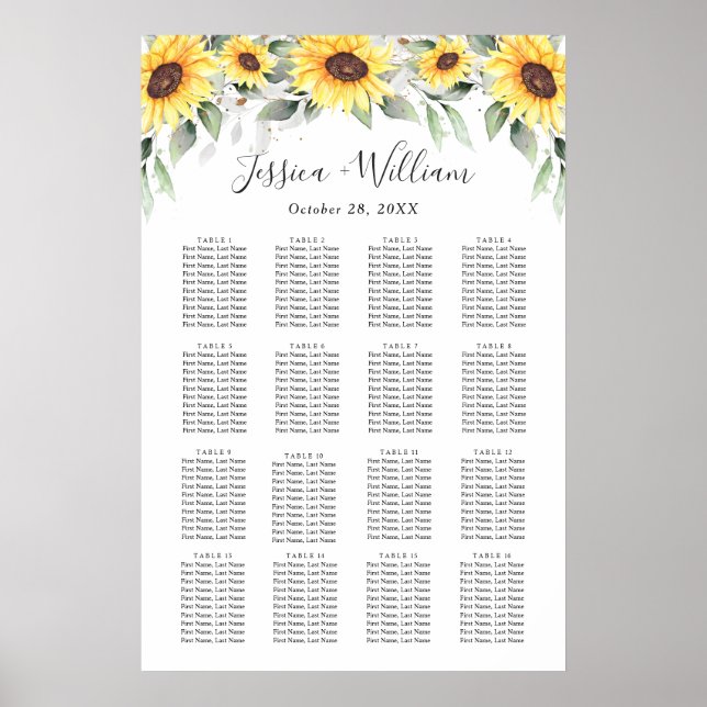 Affiche Sunflower Eucalyptus 16 Tables CADRE (Devant)